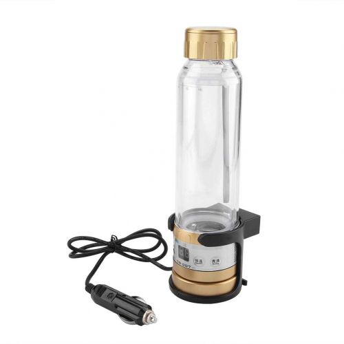  Zerodis 12V / 24V 280ml Auto Wasserkocher 75W Reise Auto Wasserkocher Trinkbecher Zigarette Faltart Temperatur einstellbar Wasser kochen Instantnudeln Tee Kaffee Milch einweichen(Gold)