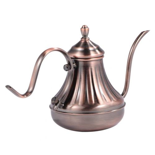  Zerodis Tee Kaffee Kessel Coffee Drip Kettle Edelstahl Teekanne Wasserkessel Gooseneck Kettle fuer per Hand aufgegossenen Filterkaffe(Bronze 450ml)