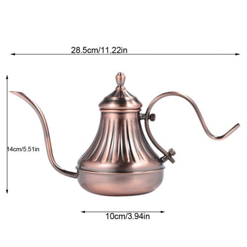  Zerodis Tee Kaffee Kessel Coffee Drip Kettle Edelstahl Teekanne Wasserkessel Gooseneck Kettle fuer per Hand aufgegossenen Filterkaffe(Bronze 450ml)