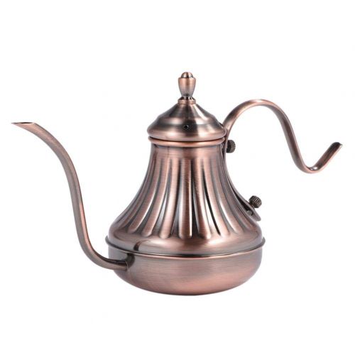  Zerodis Tee Kaffee Kessel Coffee Drip Kettle Edelstahl Teekanne Wasserkessel Gooseneck Kettle fuer per Hand aufgegossenen Filterkaffe(Bronze 450ml)