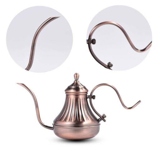  Zerodis Tee Kaffee Kessel Coffee Drip Kettle Edelstahl Teekanne Wasserkessel Gooseneck Kettle fuer per Hand aufgegossenen Filterkaffe(Bronze 450ml)