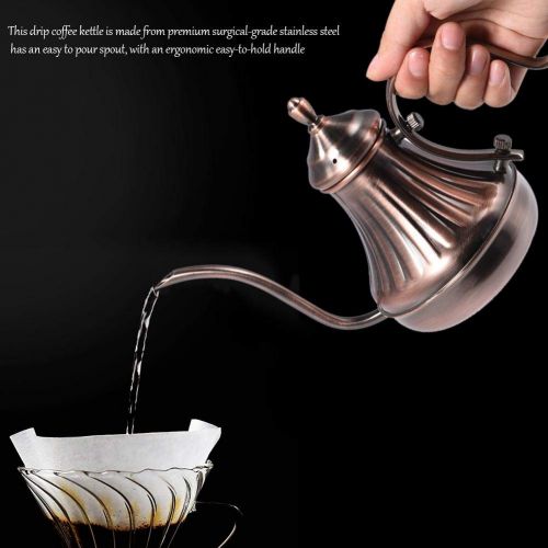  Zerodis Tee Kaffee Kessel Coffee Drip Kettle Edelstahl Teekanne Wasserkessel Gooseneck Kettle fuer per Hand aufgegossenen Filterkaffe(Bronze 450ml)