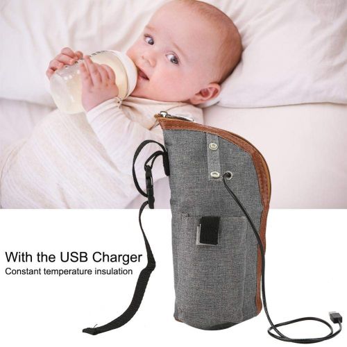  Zerodis USB Heizung Tragbare Babyflaschenwarmer Infant Fuetterung Becher Milchwarmer Beheizte Abdeckung Aufbewahrungstasche fuer Reise