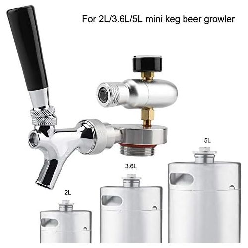  Zerodis CO2 Injektor Spears Tap Edelstahl Bier Spear Wasserhahn Dispenser Kit fuer 2L / 3.6L / 4L Mini Keg Beer Growler