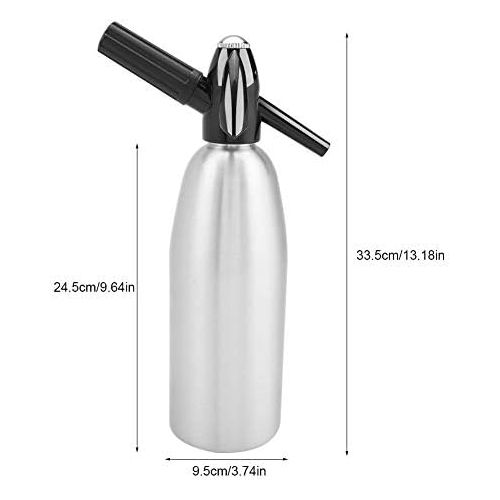  Zerodis 1 l Soda Siphon Flasche Professionelle Legierung Soda Siphon Kohlensaurehaltige Seltzer Wasserbereiter mit Druckregler fuer Saft Getranke Cocktail silber