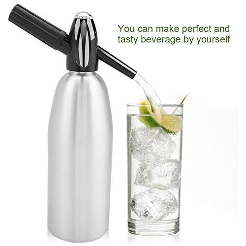  Zerodis 1 l Soda Siphon Flasche Professionelle Legierung Soda Siphon Kohlensaurehaltige Seltzer Wasserbereiter mit Druckregler fuer Saft Getranke Cocktail silber