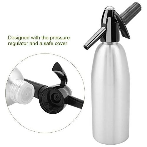  Zerodis 1 l Soda Siphon Flasche Professionelle Legierung Soda Siphon Kohlensaurehaltige Seltzer Wasserbereiter mit Druckregler fuer Saft Getranke Cocktail silber