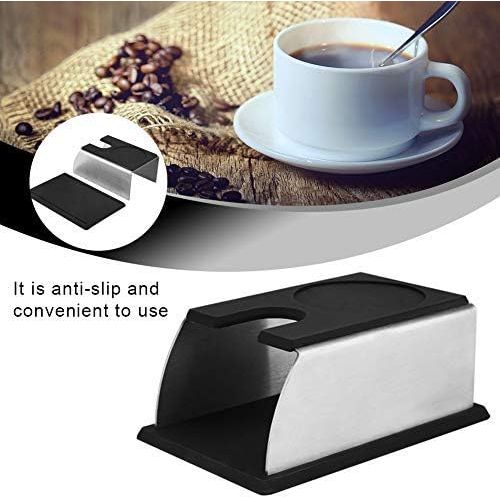  Zerodis Schwarze Kaffeetamper Basis Edelstahl rostfrei abnehmbar Kaffeepulver Maker Rack Espresso Kaffee Tamper Stander fuer Kaffeemaschine