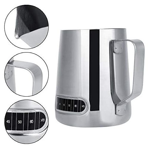  Zerodis Milchkannchen Milk Pitcher 600ml milchkanne edelstahl Milch Aufschaumen Krug mit Temperatur Anzeige perfekt fuer Milchaufschaumer Cappuccino Milchschaum Cafe Art Aufschaumkannchen