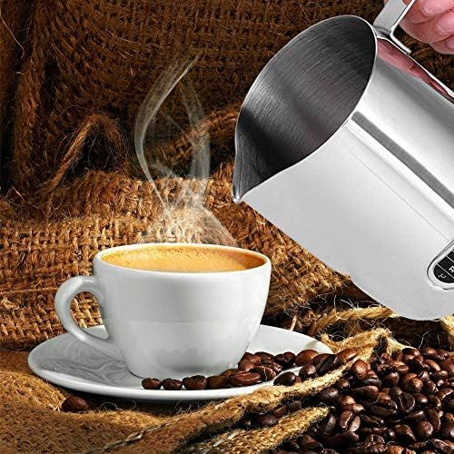  Zerodis Milchkannchen Milk Pitcher 600ml milchkanne edelstahl Milch Aufschaumen Krug mit Temperatur Anzeige perfekt fuer Milchaufschaumer Cappuccino Milchschaum Cafe Art Aufschaumkannchen