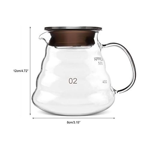  Zerodis Glaskaraffe Kaffeekanne glas Verdickte Glaskaffeekessel Hand Hand Tropf Kaffeemaschine Heat Resist Kaffee & Teekessel Glas Kaffee Dispenser