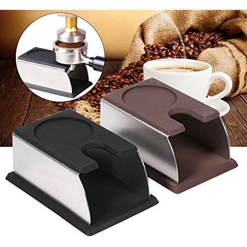  Zerodis 2 Colors Coffee Tamper Stand Stainless Steel Silicone Espresso Coffee Powder Maker Holder Rack Tool (Black)