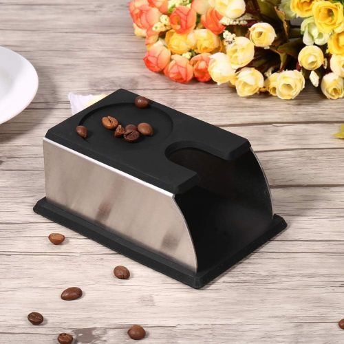  Zerodis 2 Colors Coffee Tamper Stand Stainless Steel Silicone Espresso Coffee Powder Maker Holder Rack Tool (Black)