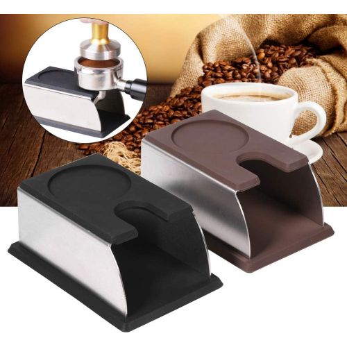  Zerodis 2 Colors Coffee Tamper Stand Stainless Steel Silicone Espresso Coffee Powder Maker Holder Rack Tool (Black)