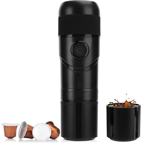  Zerodis Portable Espresso Machine, USB Electric Coffee Machine and Compact Coffee Brewer with Car cigarette lighter power ply cable, Perfect for car, offices Camping, Hiking
