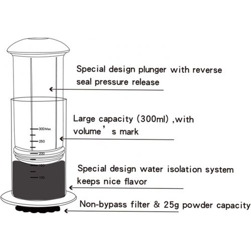  Zerodis Portable French Press Coffee Maker300ml Hand Press Coffee Pot Espresso Coffee Machine French Press Plunger Great for Camping, Backpacking Commuters and Your Office