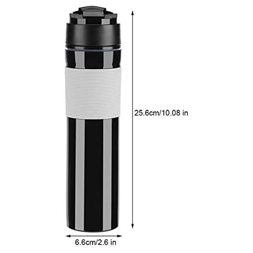  Zerodis 350ml Portable Tea and Coffee Maker Bottle Coffee Press Bottle Travel French Press Coffee Maker for Commuter Camping Outdoors and Office(Black)