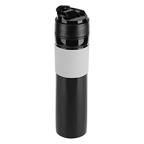  Zerodis 350ml Portable Tea and Coffee Maker Bottle Coffee Press Bottle Travel French Press Coffee Maker for Commuter Camping Outdoors and Office(Black)