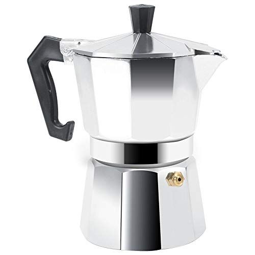  Zerodis Stovetop Espresso Maker, Moka Pot Coffee Maker for Home Office Use 3/6/9/12 Cups Espresso Shot Maker for Italian Espresso (150ML 3cups)