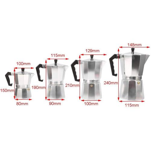  Zerodis Stovetop Espresso Maker, Moka Pot Coffee Maker for Home Office Use 3/6/9/12 Cups Espresso Shot Maker for Italian Espresso (150ML 3cups)