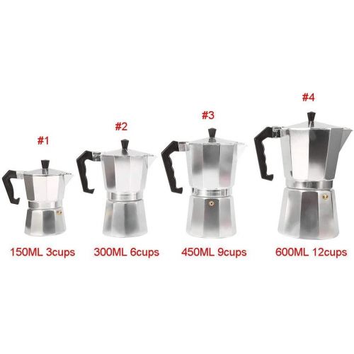  Zerodis Stovetop Espresso Maker, Moka Pot Coffee Maker for Home Office Use 3/6/9/12 Cups Espresso Shot Maker for Italian Espresso (150ML 3cups)