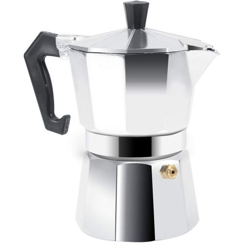  Zerodis Stovetop Espresso Maker, Moka Pot Coffee Maker for Home Office Use 3/6/9/12 Cups Espresso Shot Maker for Italian Espresso (150ML 3cups)