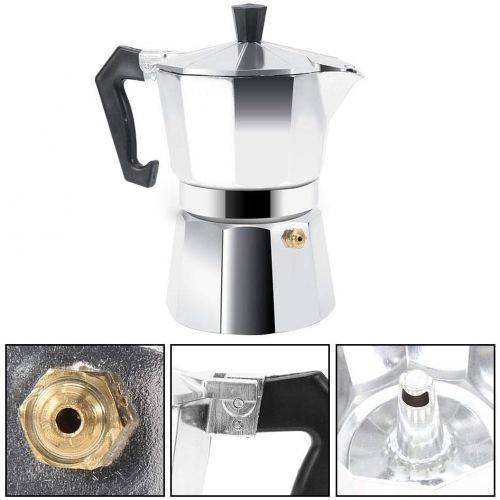  Zerodis Stovetop Espresso Maker, Moka Pot Coffee Maker for Home Office Use 3/6/9/12 Cups Espresso Shot Maker for Italian Espresso (150ML 3cups)