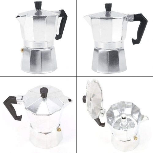  Zerodis Stovetop Espresso Maker, Moka Pot Coffee Maker for Home Office Use 3/6/9/12 Cups Espresso Shot Maker for Italian Espresso (150ML 3cups)