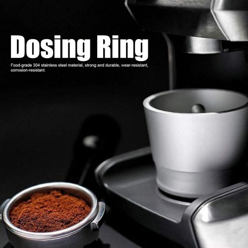  Zerodis Coffee Powder Press Rings 304 Stainless Steel Coffee Dosing Ring Powder Receiver Container Coffee Accessories 58mm(Silver)