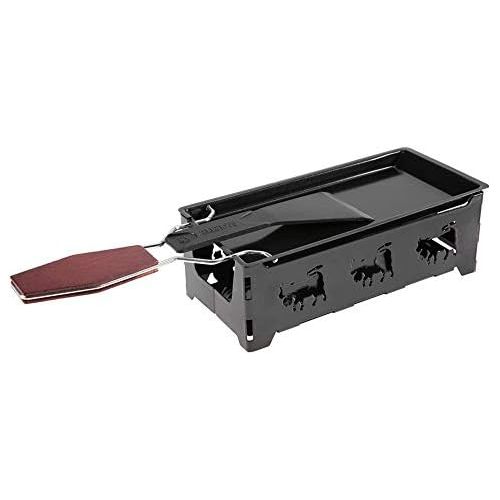  [아마존베스트]Zerodis Mini Raclette Foldable Tea Light Raclette Non-Stick Rotaster Baking Tray Set Carbon Steel Home Kitchen Grill Tool with Wooden Handle