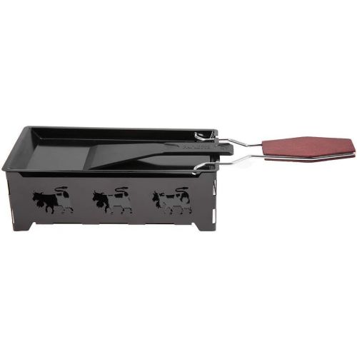  [아마존베스트]Zerodis Mini Raclette Foldable Tea Light Raclette Non-Stick Rotaster Baking Tray Set Carbon Steel Home Kitchen Grill Tool with Wooden Handle