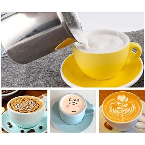  [아마존베스트]Zerodis Manual Milk Frother Stainless Steel Double Mesh 400ml/800ml Latte Cappuccino Macchiato Hot Chocolate Coffee (400ml)