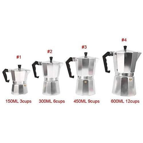  [아마존베스트]Zerodis Drip Jug, Coffee Kettle, for 3/6/9/12 Cups, Aluminium, Coffee Pot, Espresso, Stainless Steel, for Coffee Pouring, 150 ml, 3 Cups