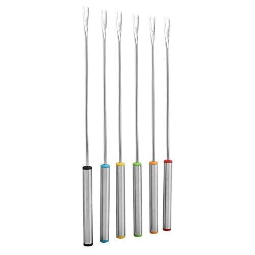  [아마존베스트]Zerodis 6 stainless steel forks dessert skewer fondue pot forks kitchen tool crockery perfect for cheese, meat, chocolate, dessert