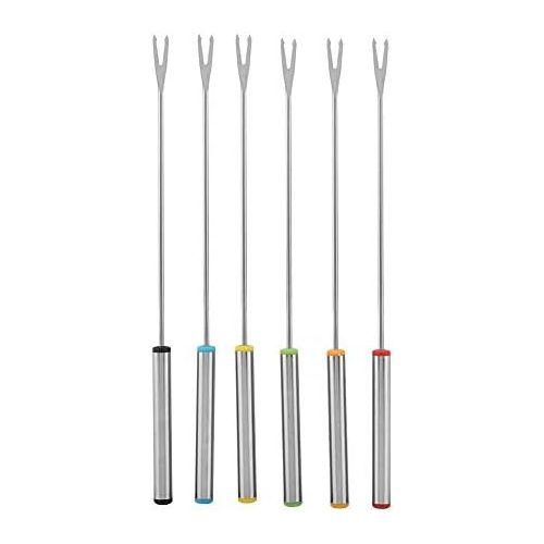  [아마존베스트]Zerodis 6 stainless steel forks dessert skewer fondue pot forks kitchen tool crockery perfect for cheese, meat, chocolate, dessert