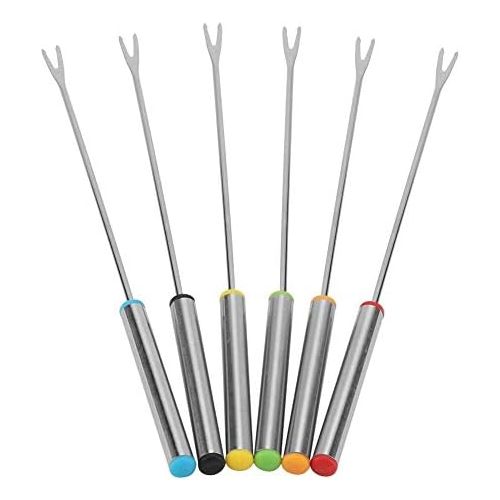  [아마존베스트]Zerodis 6 stainless steel forks dessert skewer fondue pot forks kitchen tool crockery perfect for cheese, meat, chocolate, dessert