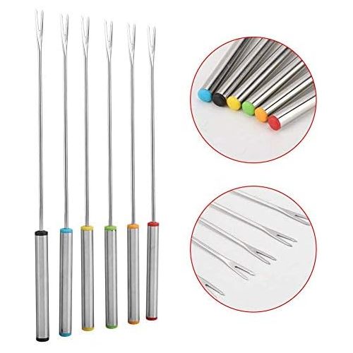  [아마존베스트]Zerodis 6 stainless steel forks dessert skewer fondue pot forks kitchen tool crockery perfect for cheese, meat, chocolate, dessert