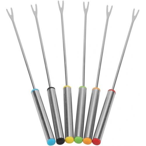  [아마존베스트]Zerodis 6 stainless steel forks dessert skewer fondue pot forks kitchen tool crockery perfect for cheese, meat, chocolate, dessert