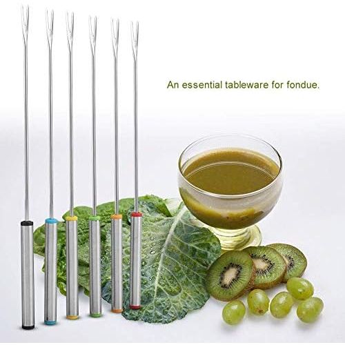  [아마존베스트]Zerodis 6 stainless steel forks dessert skewer fondue pot forks kitchen tool crockery perfect for cheese, meat, chocolate, dessert