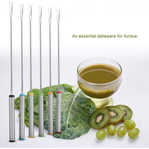  [아마존베스트]Zerodis 6 stainless steel forks dessert skewer fondue pot forks kitchen tool crockery perfect for cheese, meat, chocolate, dessert