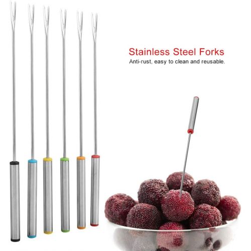  [아마존베스트]Zerodis 6 stainless steel forks dessert skewer fondue pot forks kitchen tool crockery perfect for cheese, meat, chocolate, dessert