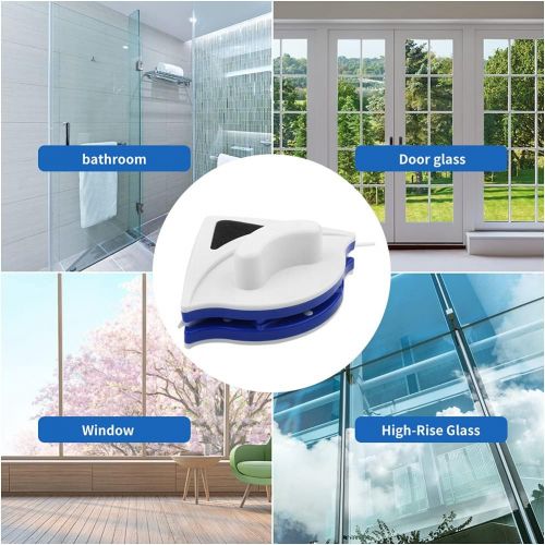  [아마존베스트]Zerodis Double Sided Glass Cleaner Magnetic Triangle Cleaning Tools Window Wiper Brush Quick & Reliable with Ergonomic Handle Design for Glass Windows Thickness 3-8 mm