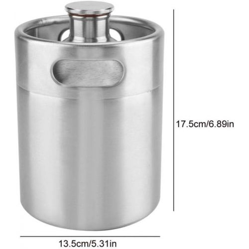  [아마존베스트]Zerodis Mini Stainless Steel Beer Barrel Growler Keg Portable Beer Craft Barrel with Spiral Lid for Home Brewing Hotel Bar Pub 2L