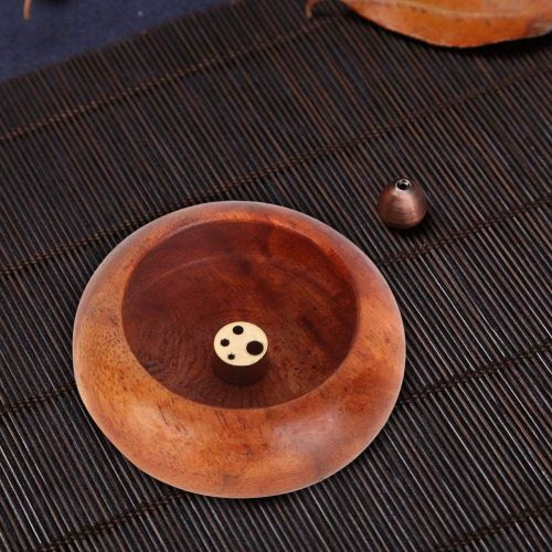  인센스스틱 Zerodis Incense Holder, Vietnamese Mini Round Incense Stick Buddhist Supplies Bowl Shape Incense Holder for Home Office Decoration(Rosewood)