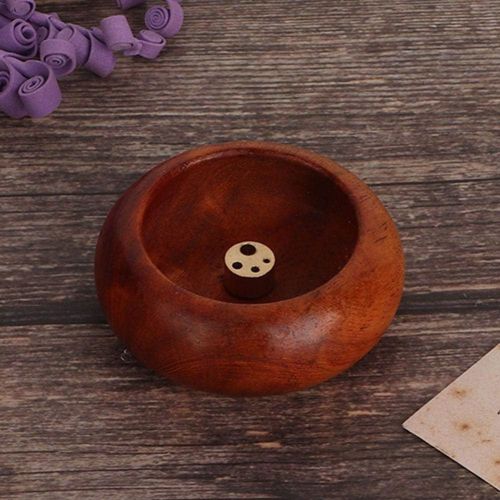  인센스스틱 Zerodis Incense Holder, Vietnamese Mini Round Incense Stick Buddhist Supplies Bowl Shape Incense Holder for Home Office Decoration(Rosewood)