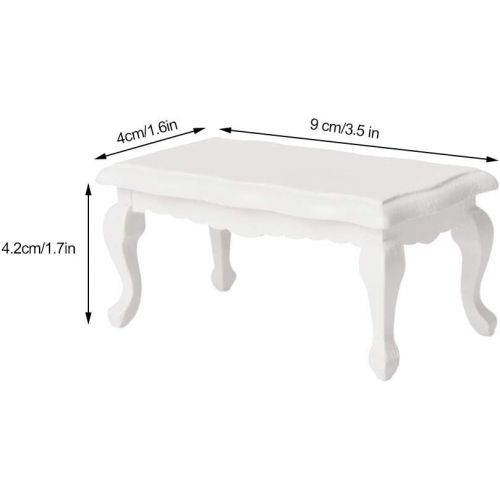  Zerodis 1:12 Doll House Props Wave End Table, Miniature Dollhouse Wooden Simulation End Table Furniture Accessory Toys for Doll House Decoration(White)