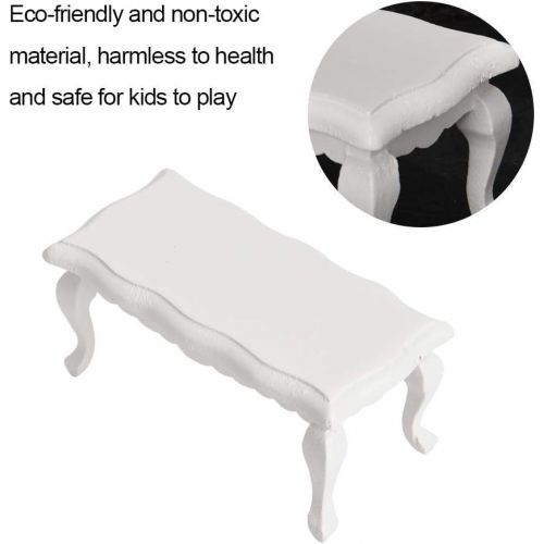  Zerodis 1:12 Doll House Props Wave End Table, Miniature Dollhouse Wooden Simulation End Table Furniture Accessory Toys for Doll House Decoration(White)