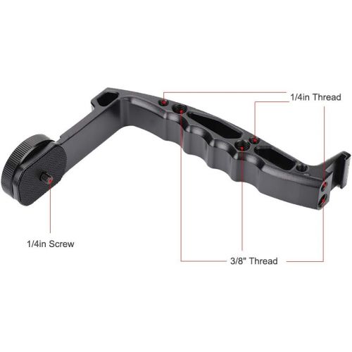  Zerone Aluminum Alloy Handle Grip L Bracket Extended Single Handle Grip for Zhiyun Crane 2 DJI Ronin-S Gimbal Almost All Gimbal with 1/4 inch 3/8 inch Screw Hole for Gimbal Bracket