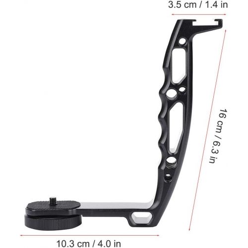  Zerone Aluminum Alloy Handle Grip L Bracket Extended Single Handle Grip for Zhiyun Crane 2 DJI Ronin-S Gimbal Almost All Gimbal with 1/4 inch 3/8 inch Screw Hole for Gimbal Bracket