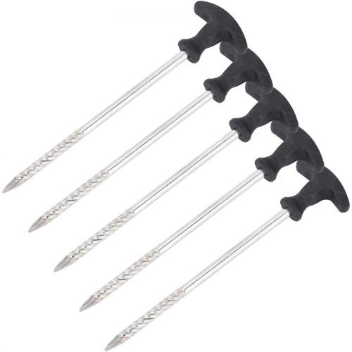 Zerone Tent Stakes,Set of 5 Heavy Duty Stainless Steel Tent Peg Ground Nails Screw Nail Stakes for Frozen Soil Ice Surface